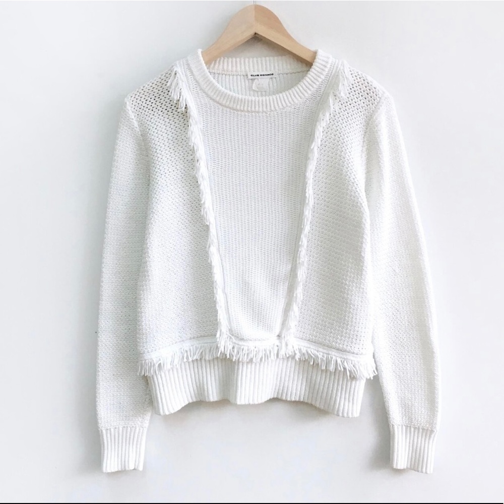 Club Monaco Martuska Fringe Crewneck Sweater